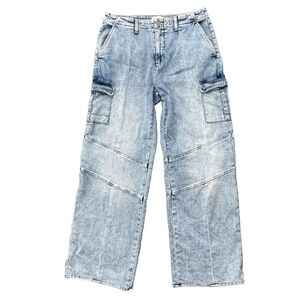 L'AGENCE Brooklyn High Rise Utility Wide Leg Jeans Cargo Light Wash Size 29